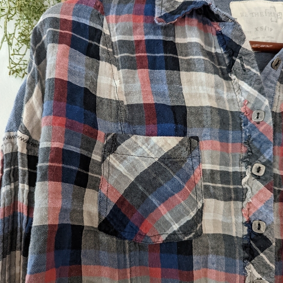 We The Free Plaid Chambray Button Down Shirt XS - Picture 7 of 8